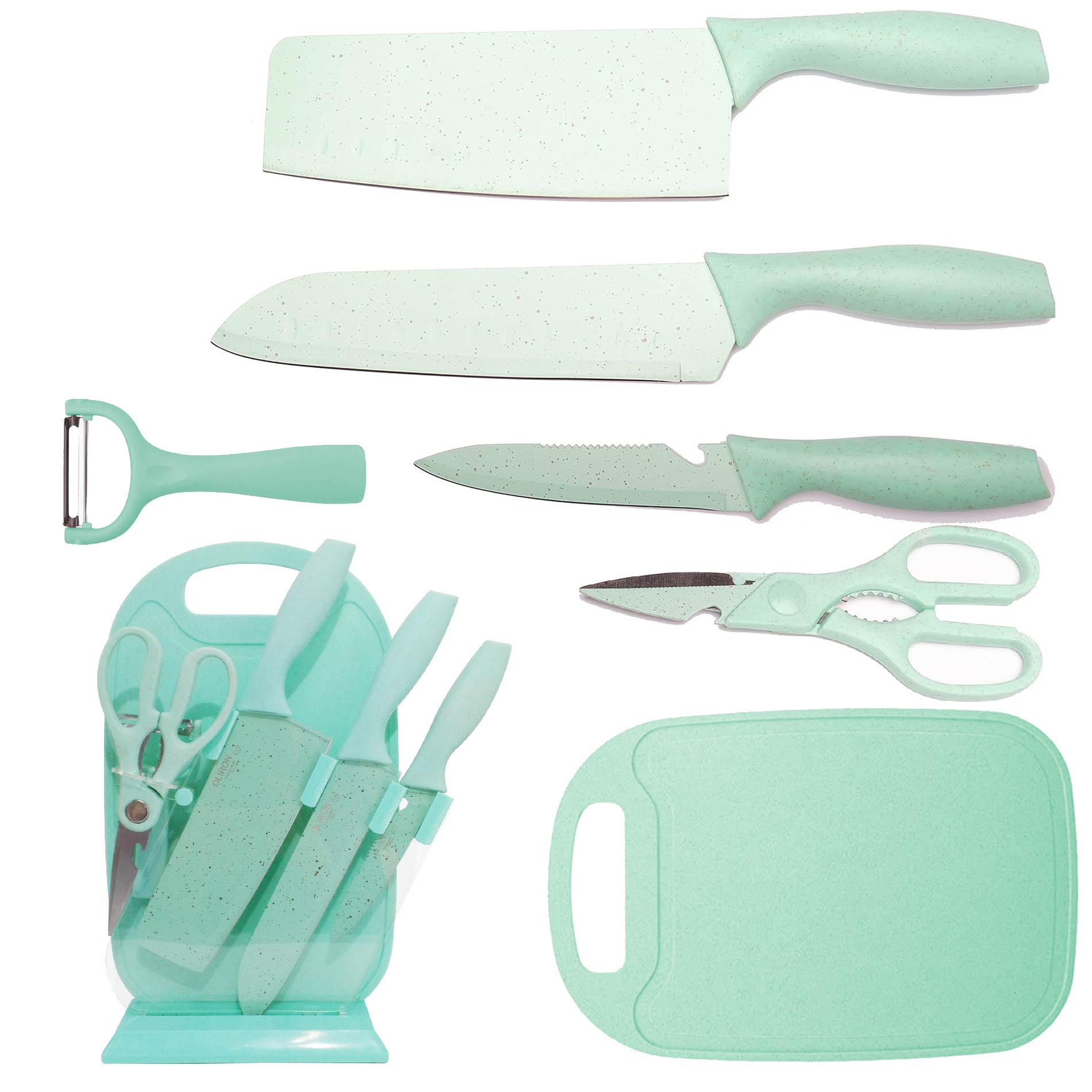 Set X7 Cuchillos Acero Inoxidable + Base